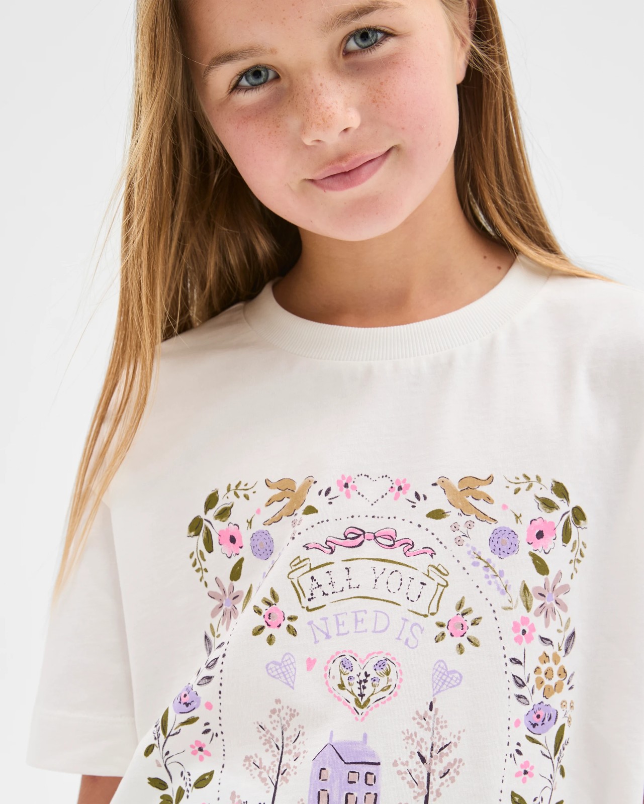 Australian Cotton Longline Print T-Shirt - Cottage Cream 4 of 5