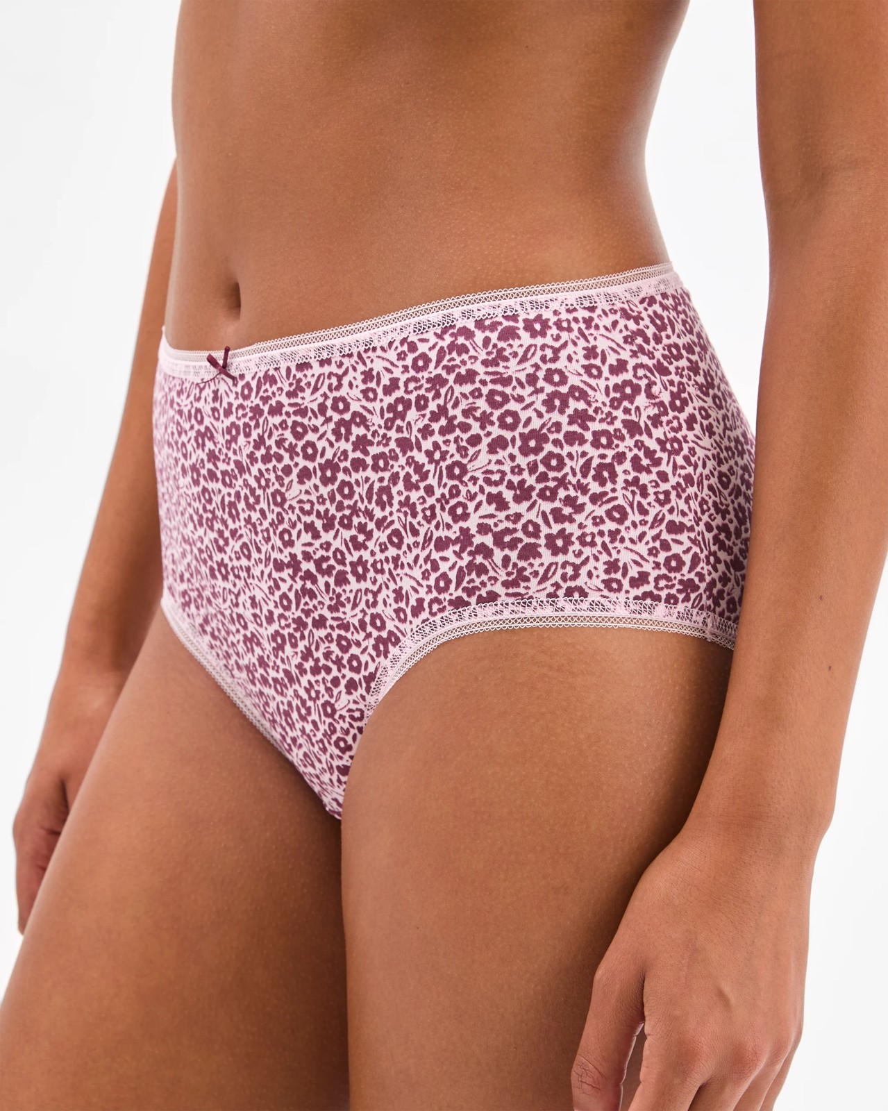 Australian Cotton 5 Pack Midi Briefs - Floral Leopard/Solids 3 of 5