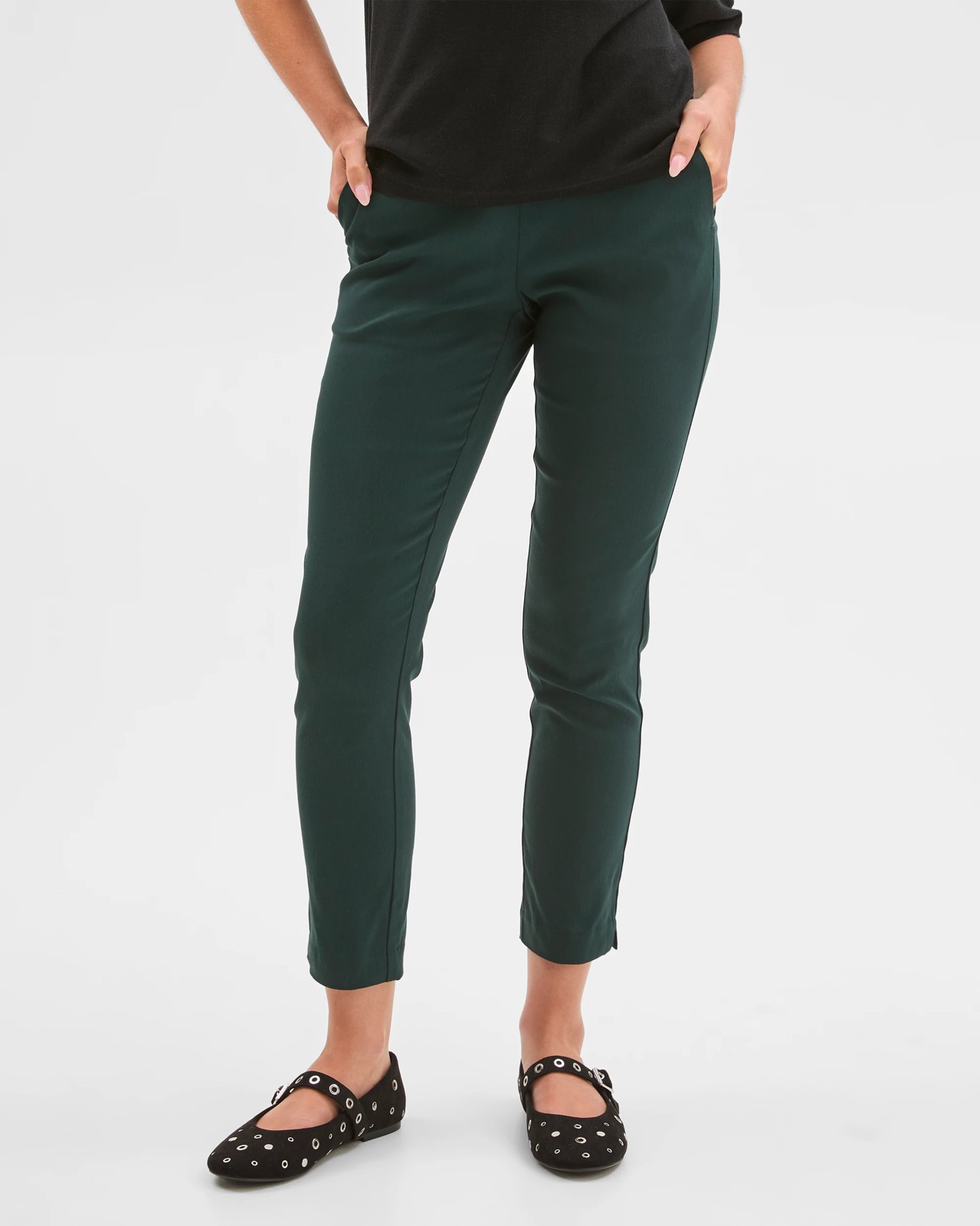 Petites Ankle Length Bengaline Pants - Carrie - Midnight Jade 2 of 5