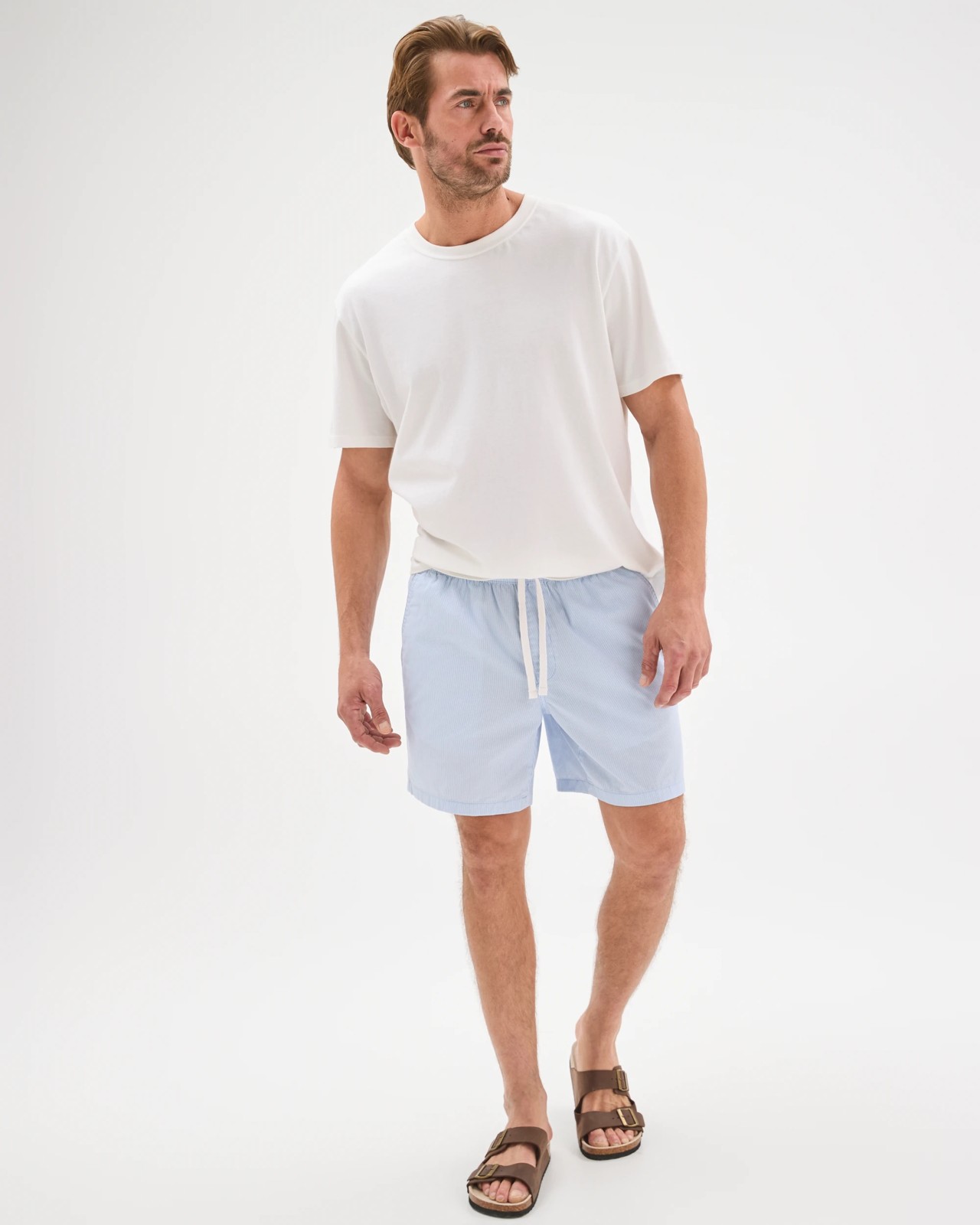 Australian Cotton Micro Stripe Shorts  - Blue 3 of 5