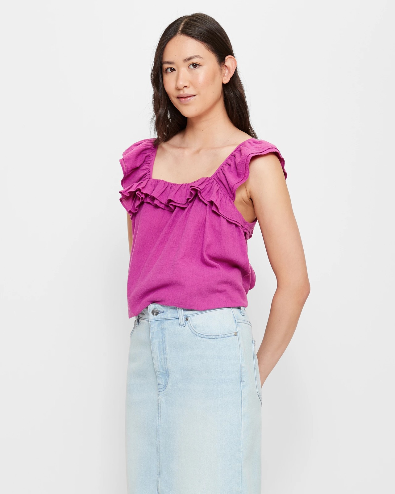 Double ruffle hot sale top