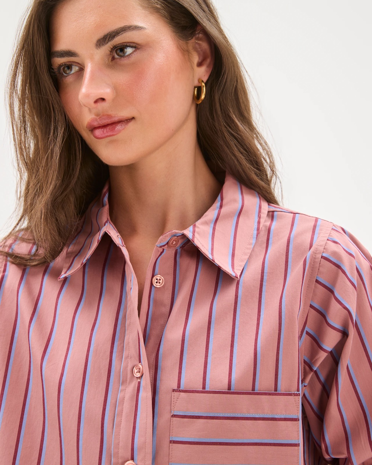 Petites Australian Cotton Spliced Stripe Shirt 3 of 6