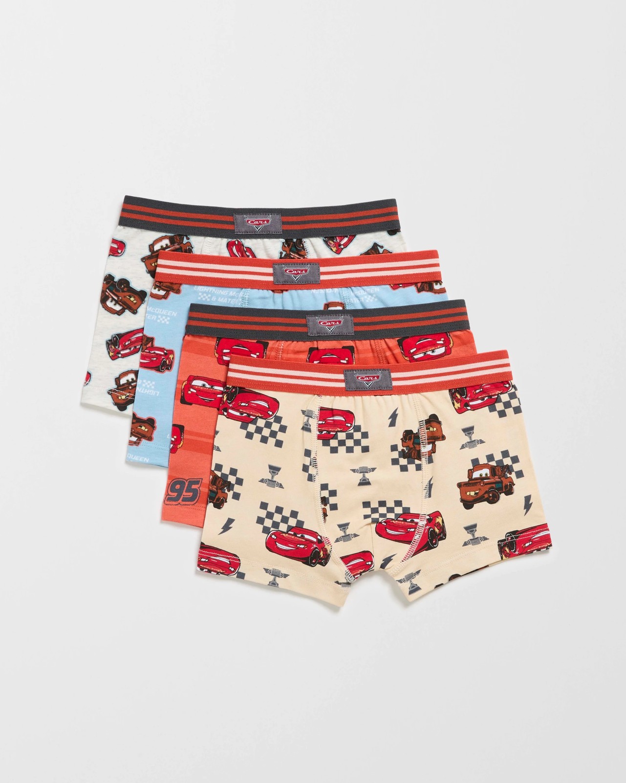 Licensed Disney Pixar Cars Australian Cotton 4 Pack Younger Boys Trunks 2 of 2