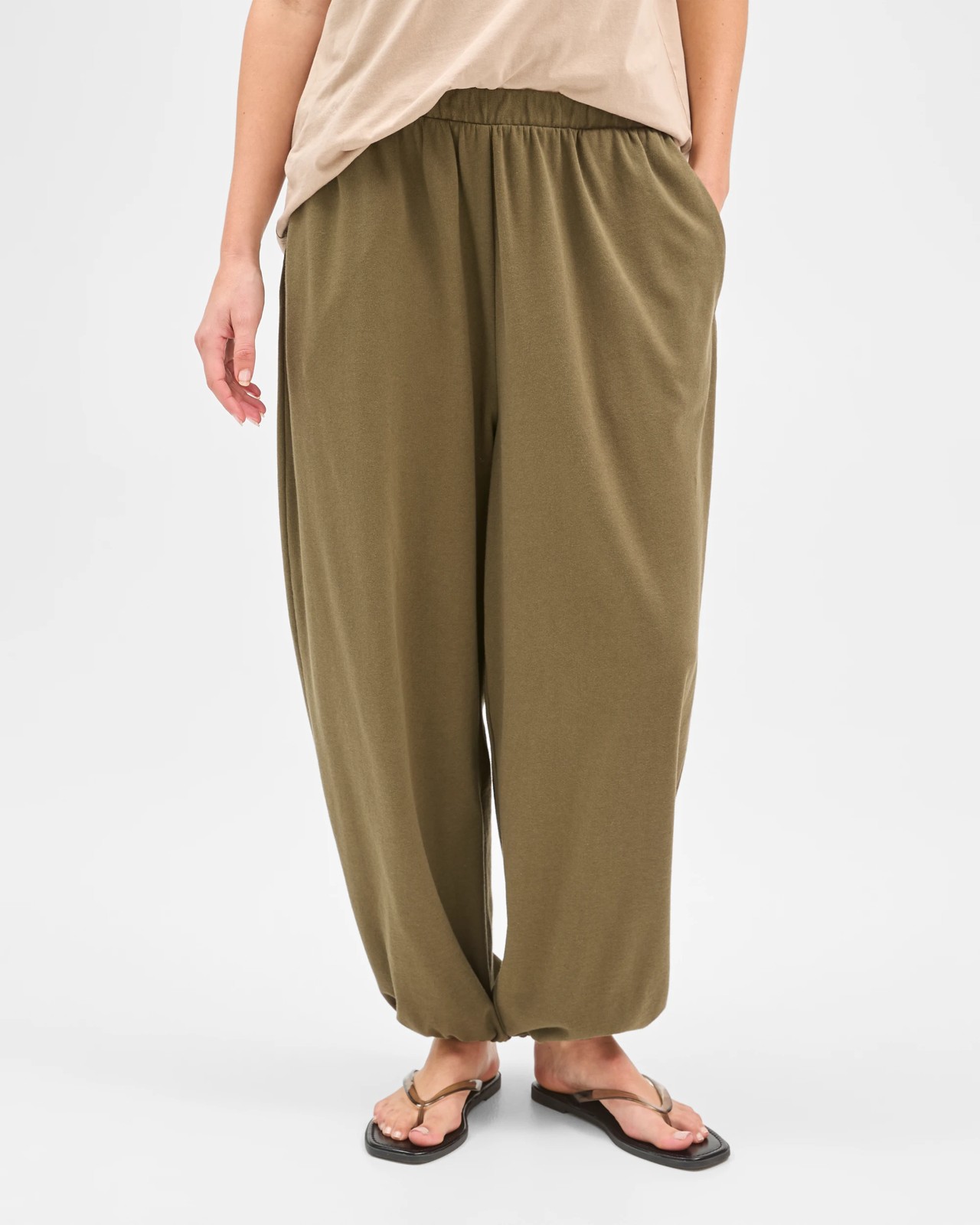 Australian Cotton Balloon Leg Knit Pants - Deep Lichen 4 of 5