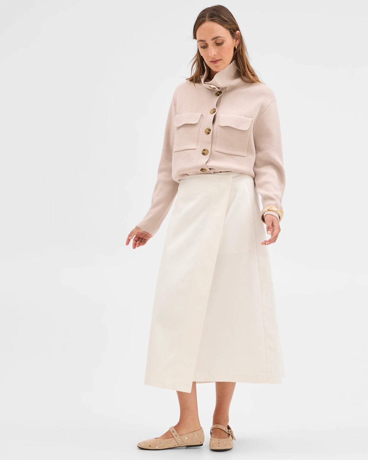 Australian Cotton Funnel Neck Cocoon Knit Jacket 3 of 5