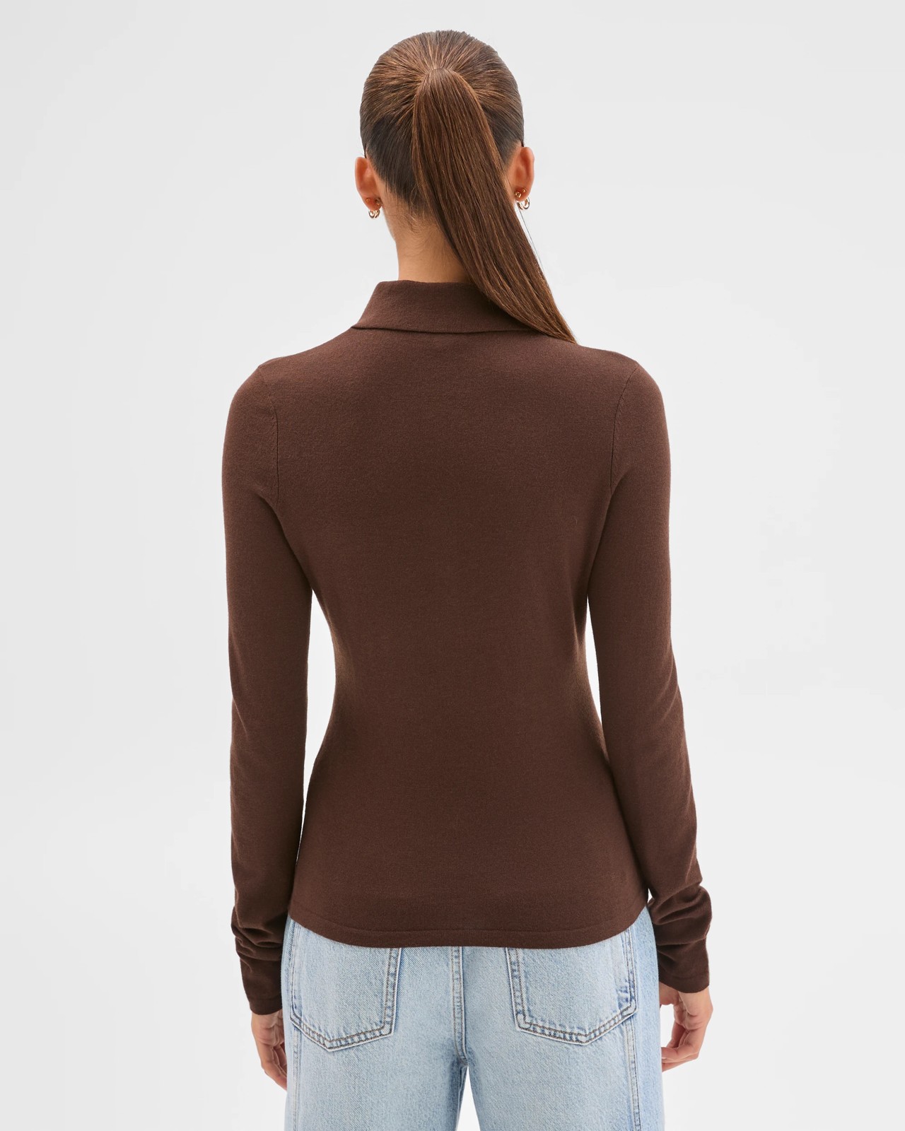 Lily Loves Long Sleeve Knit Polo Top - Coffee Bean 4 of 5