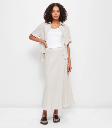 European Linen Midi Skirt