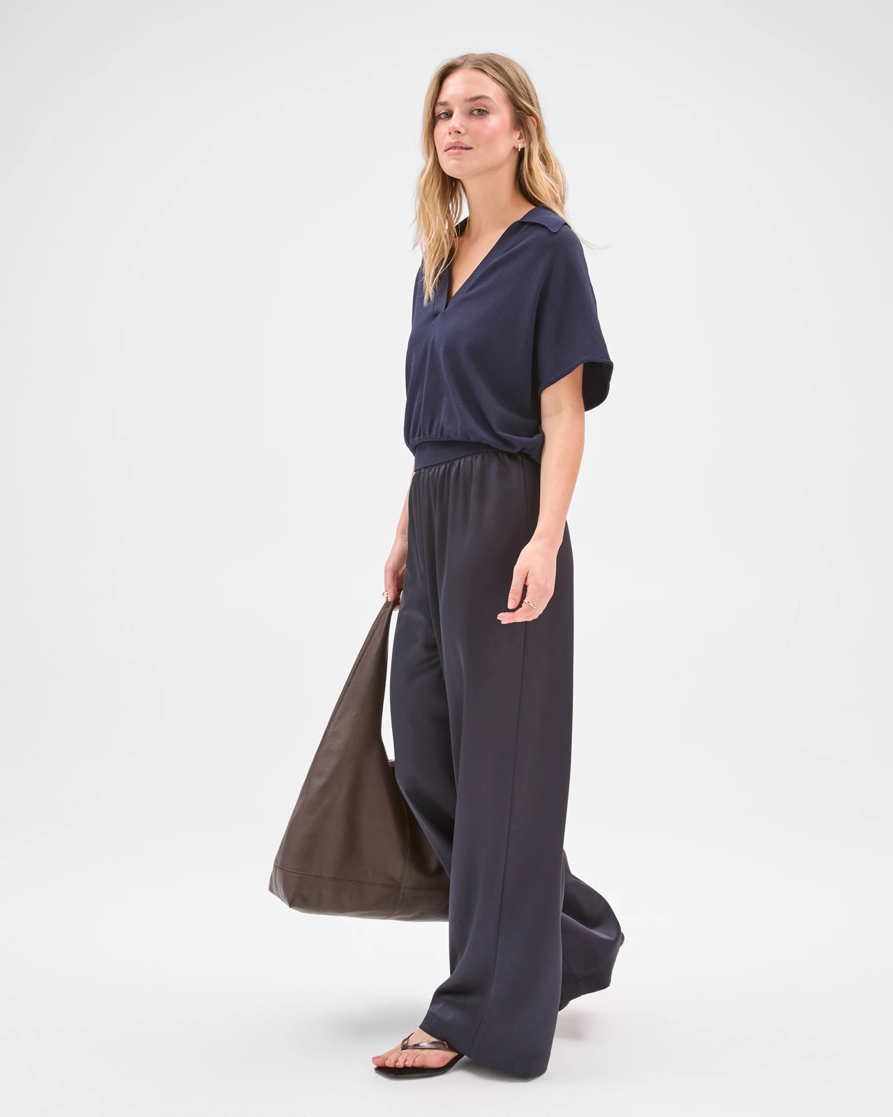 Lily Loves Satin Pants - Navy 3 of 5