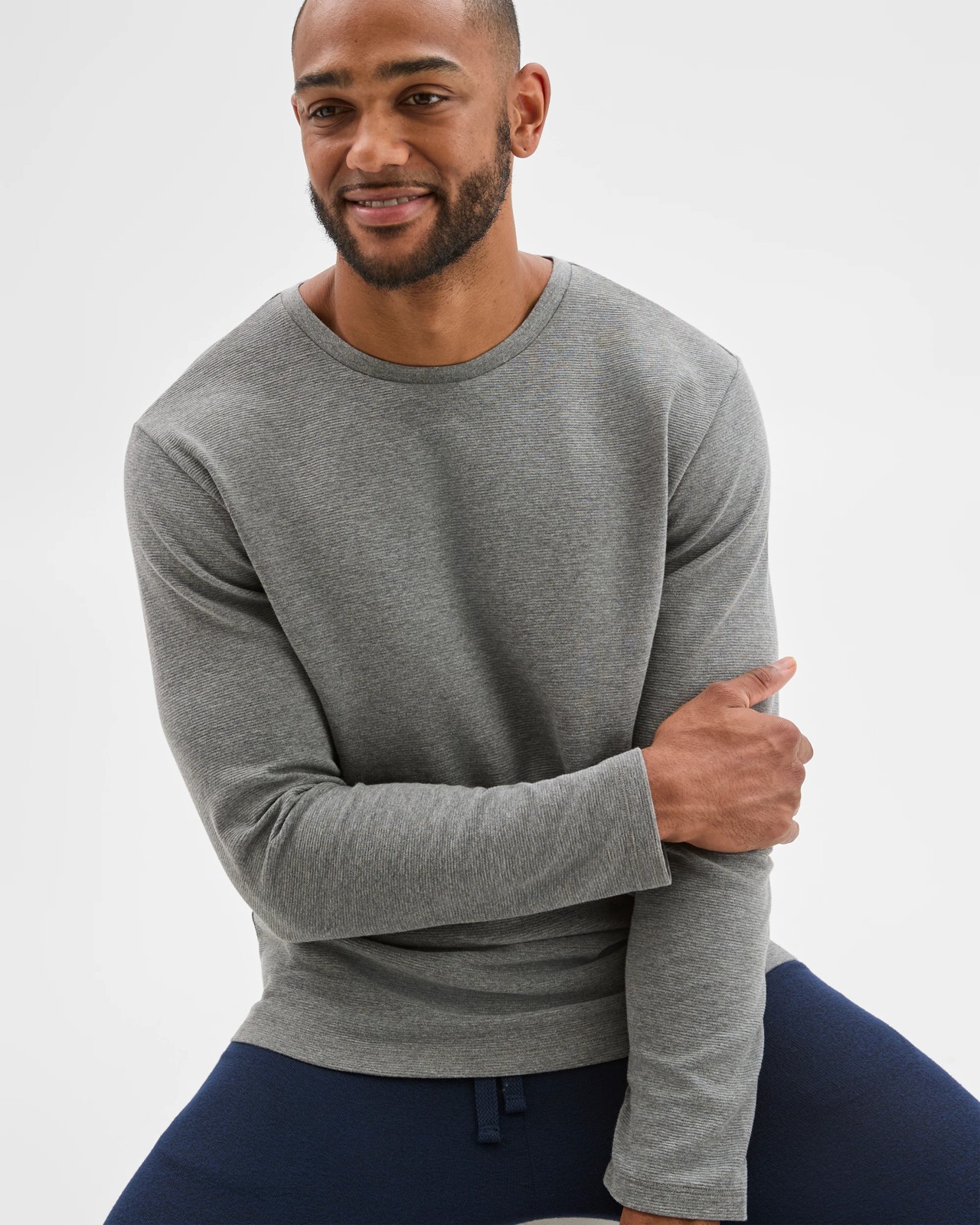 Maxx Australian Cotton Blend Ottoman Long Sleeve Sleep T-Shirt - Grey Marle 3 of 5