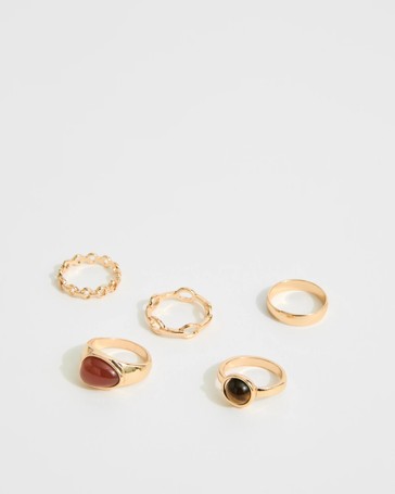 5 Pack Gem Statement Ring Set