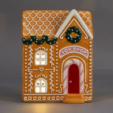Light Up Ceramic Gingerbread Toy Shop - Anko