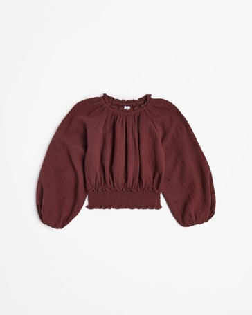 Cotton Peasant Long Sleeve Top