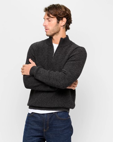 Australian Cotton 1/2 Zip Knit Jumper