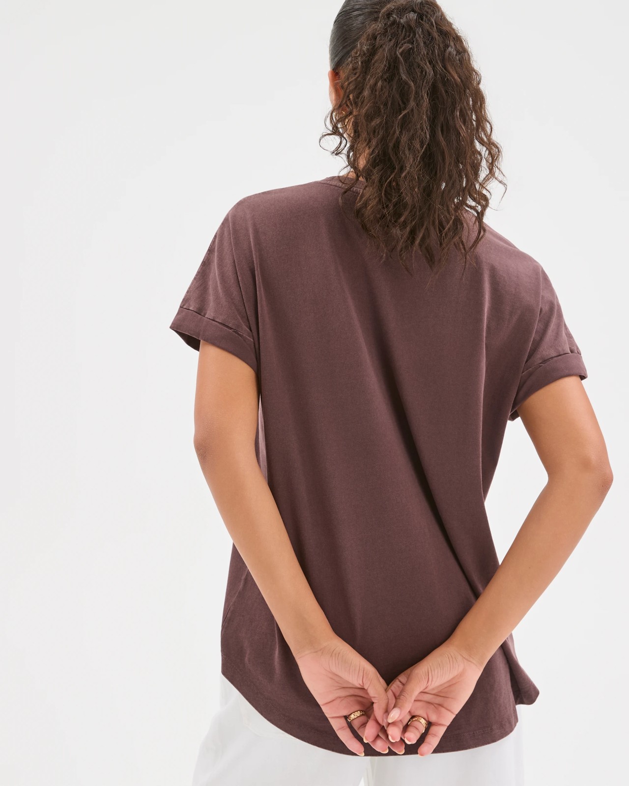 Australian Cotton Oversized Boxy T-Shirt - Chocolate Plum 6 of 6