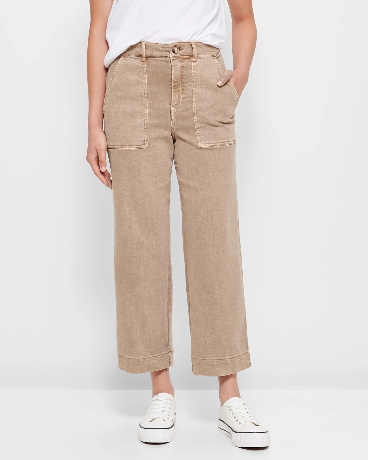 Wide-leg Twill Pants