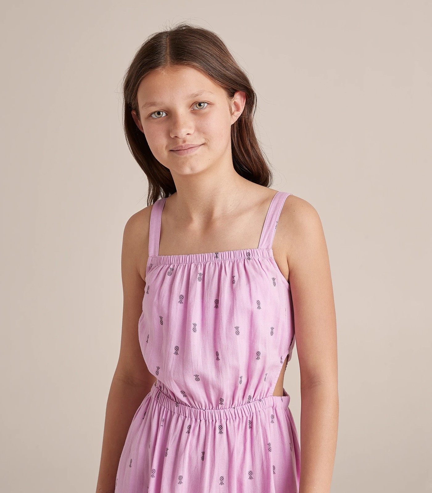 SH251761_02 S23 SL WOVEN CUT OUT MIDI DRESS PURPLE 5 of 6