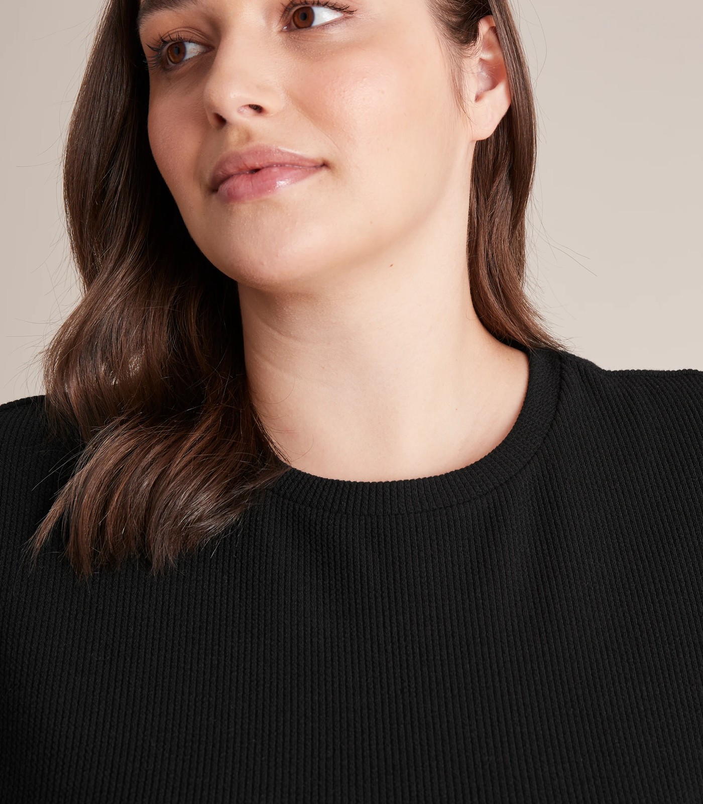 Curve Long Sleeve Scoop Neck Waffle T-Shirt 4 of 6