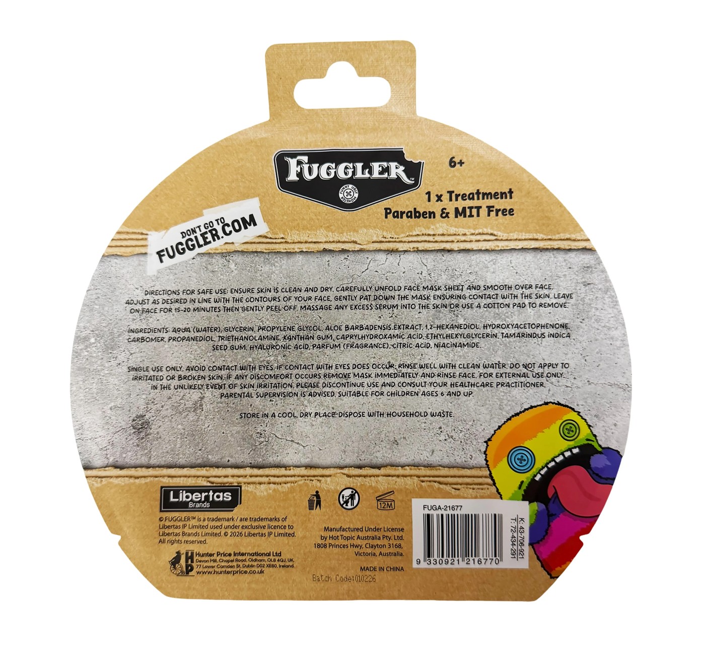 Fuggler Hydrating Rainbow Face Sheet Mask - Blueberry Scented 2 of 2