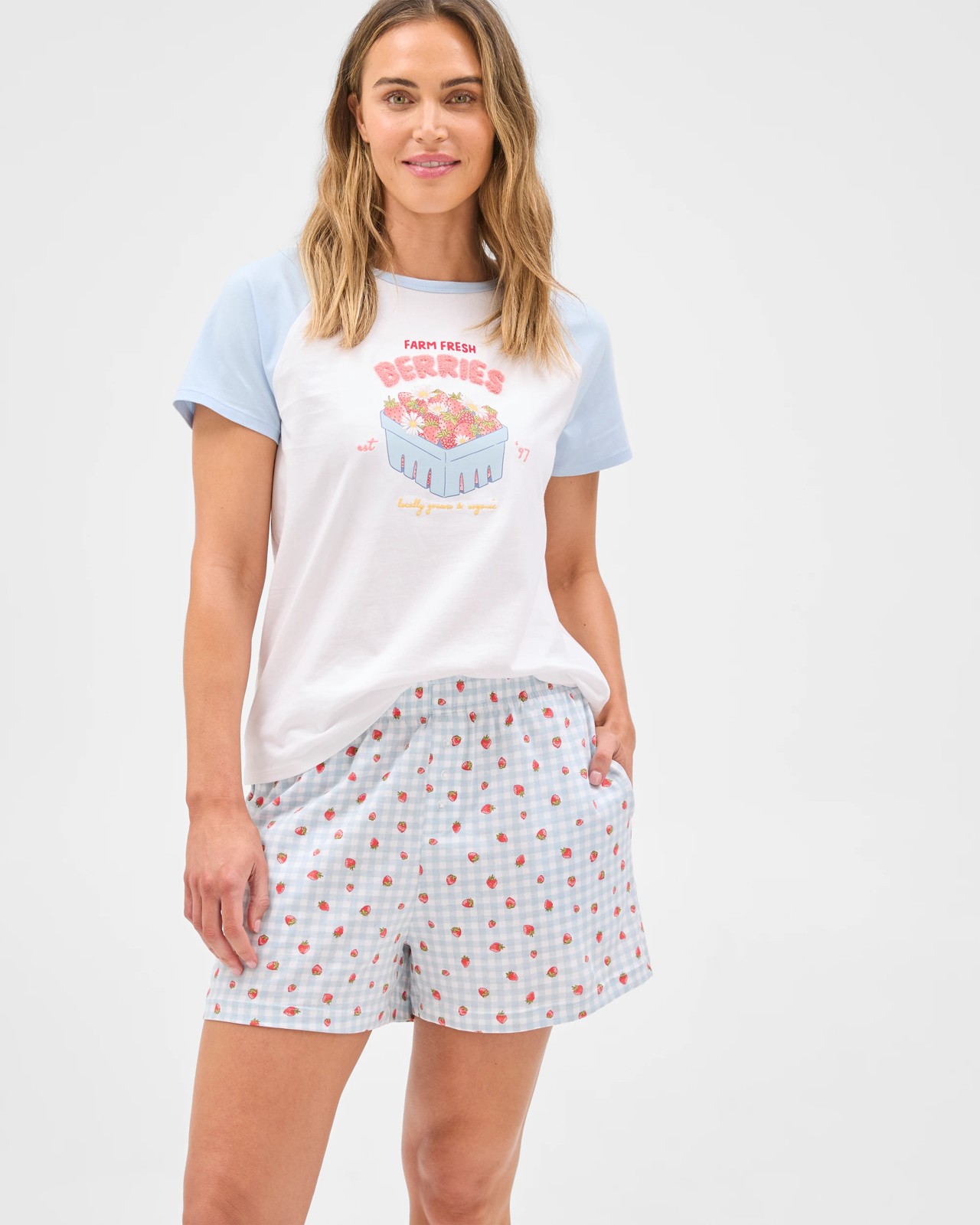 Australian Cotton Printed Jersey Sleep Shorts - Strawberry 5 of 5