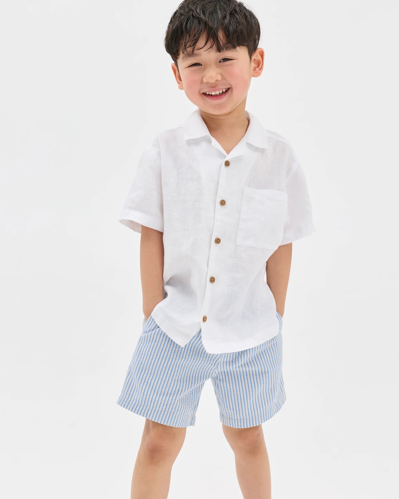 Australian Cotton Seersucker Volley Shorts - Blue 3 of 6