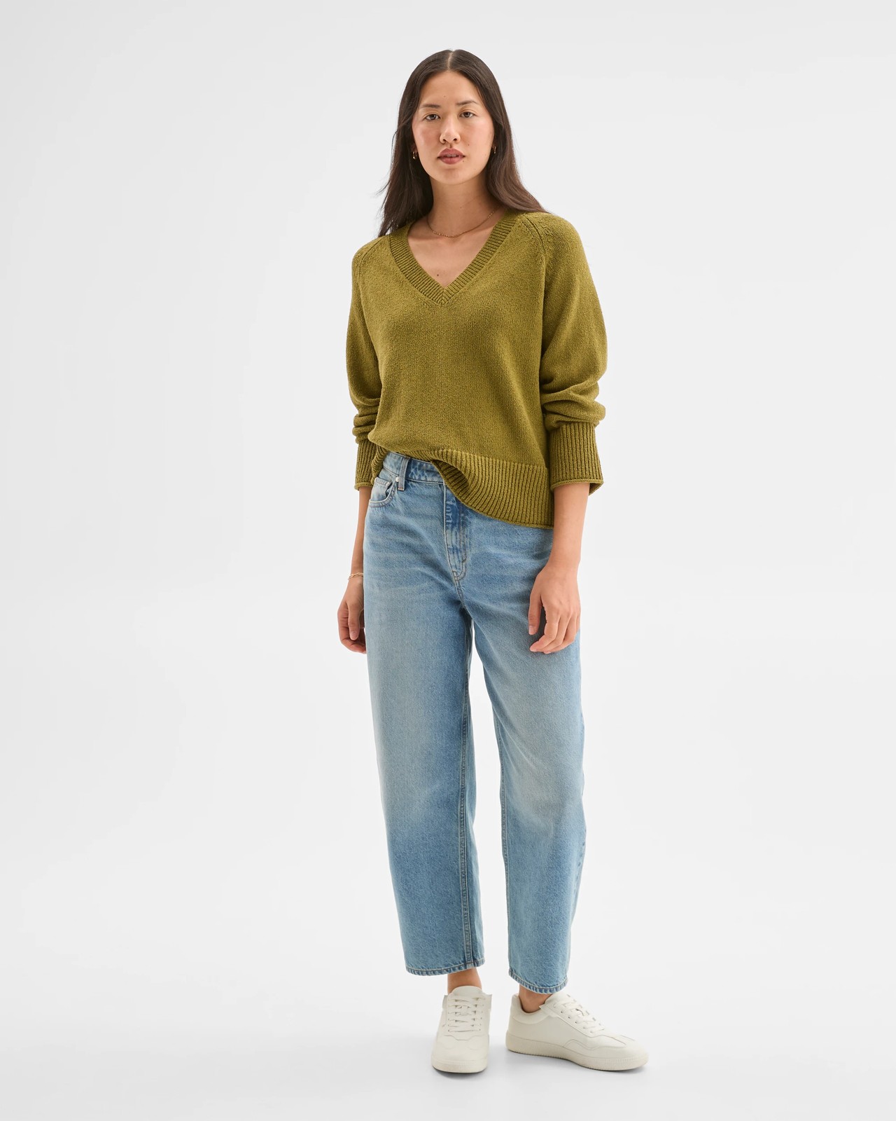 Australian Cotton Blend Boucle V-Neck Jumper 3 of 5