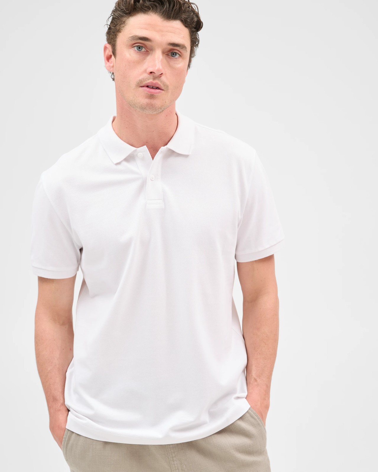 Australian Cotton Rich Pique Polo Top - White 3 of 5