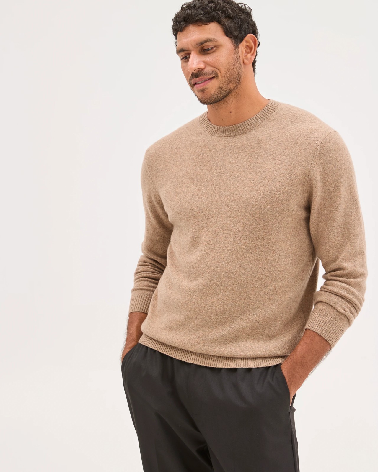Preview Cashmere Crew Neck Knit Jumper - Oatmeal 4 of 6