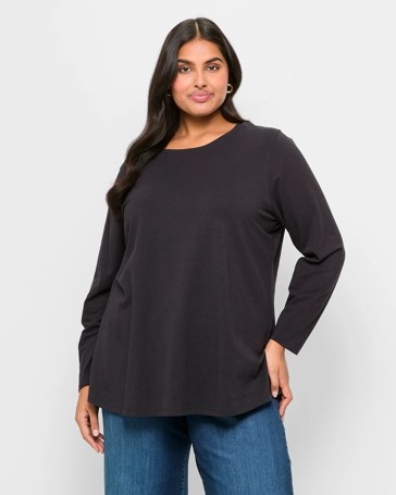 Plus Size Australian Cotton Long Sleeve Crew T-Shirt