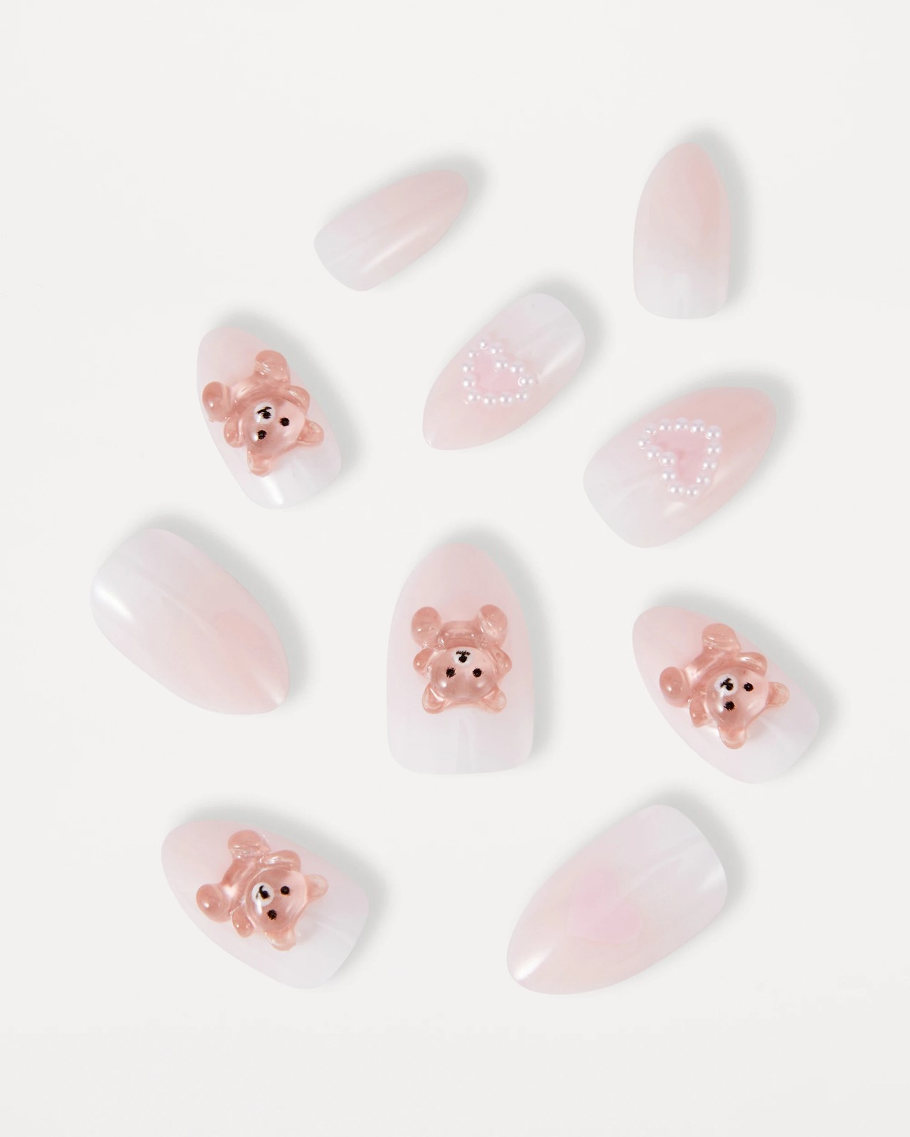 OXX Beauty 24 Pack Artificial Nails with Adhesive, Almond Shape - 3D Teddy 2 of 4