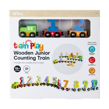 21 Piece Wooden Junior Counting Train - Anko