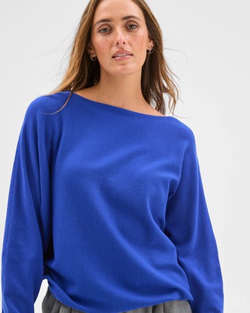 Preview Dolman Sleeve Boat Neck Knit Jumper