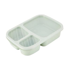 Sage Wheat Straw 3 Section Container - Anko