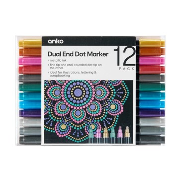 Dual End Dot Markers, 12 Pack - Anko