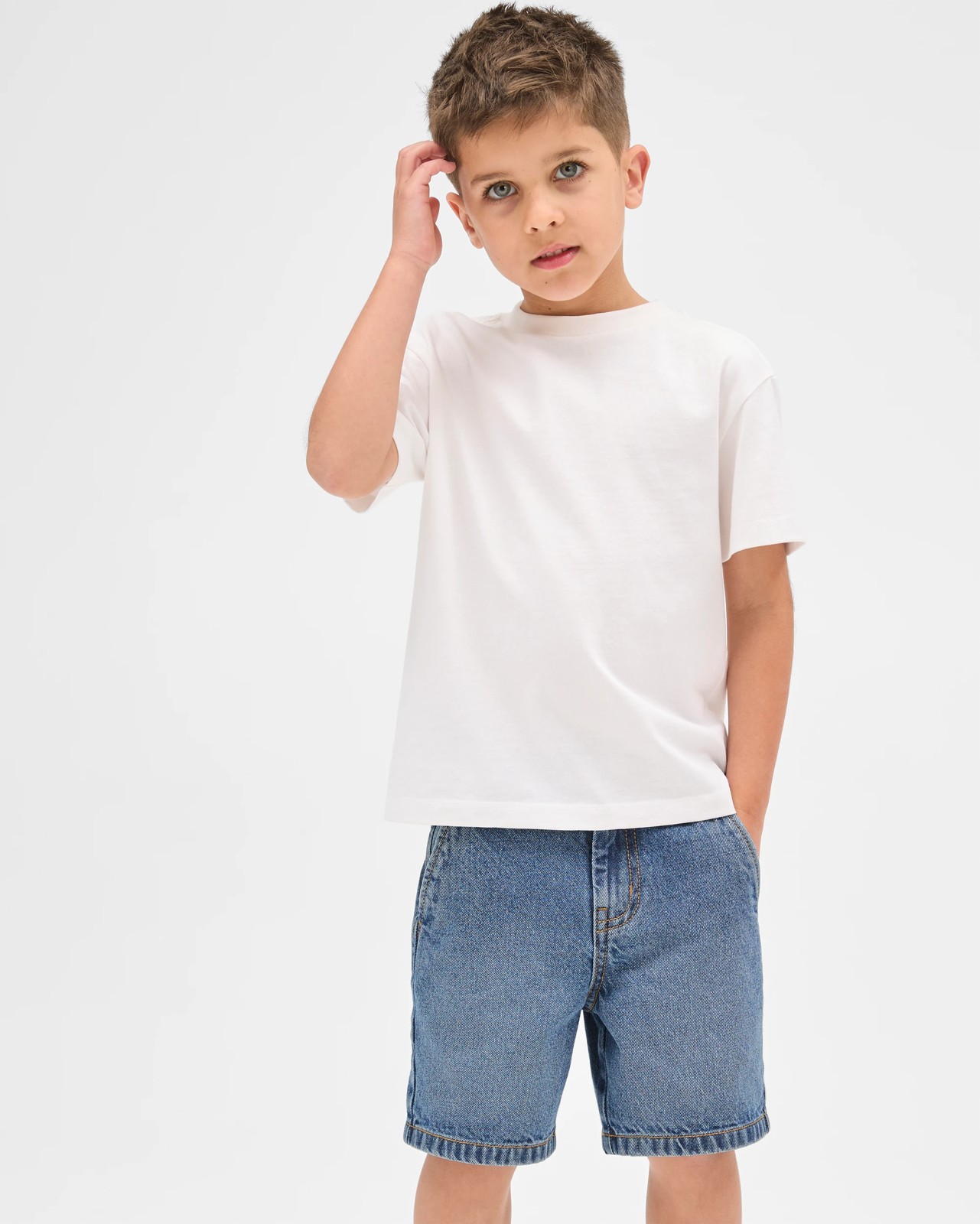 Cotton Structured Waist Denim Shorts 2 of 5