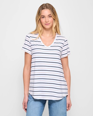 Viscose/Elastane V-Neck T-Shirt