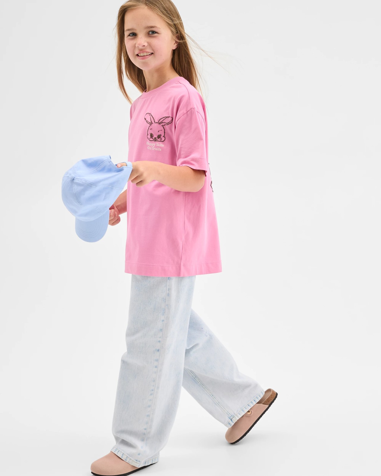 Australian Cotton Longline Print T-Shirt - Bunny Pink 4 of 5