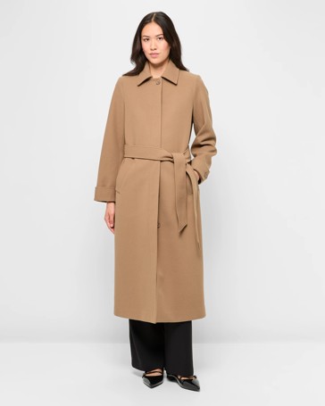 Longline Tie Waist Belted Coat - Preview