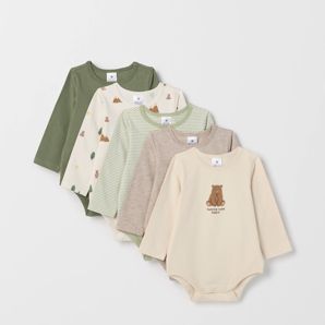Baby Organic Cotton 5 Pack Print Bodysuit