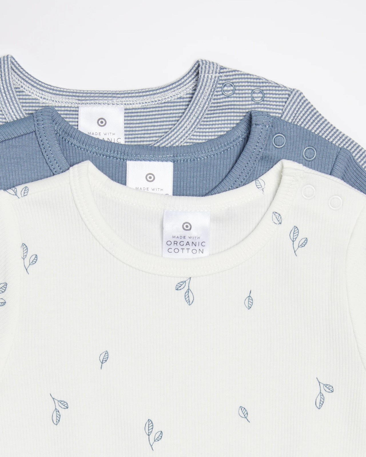 3 Pack Baby Organic Cotton Rib Bodysuits 2 of 4