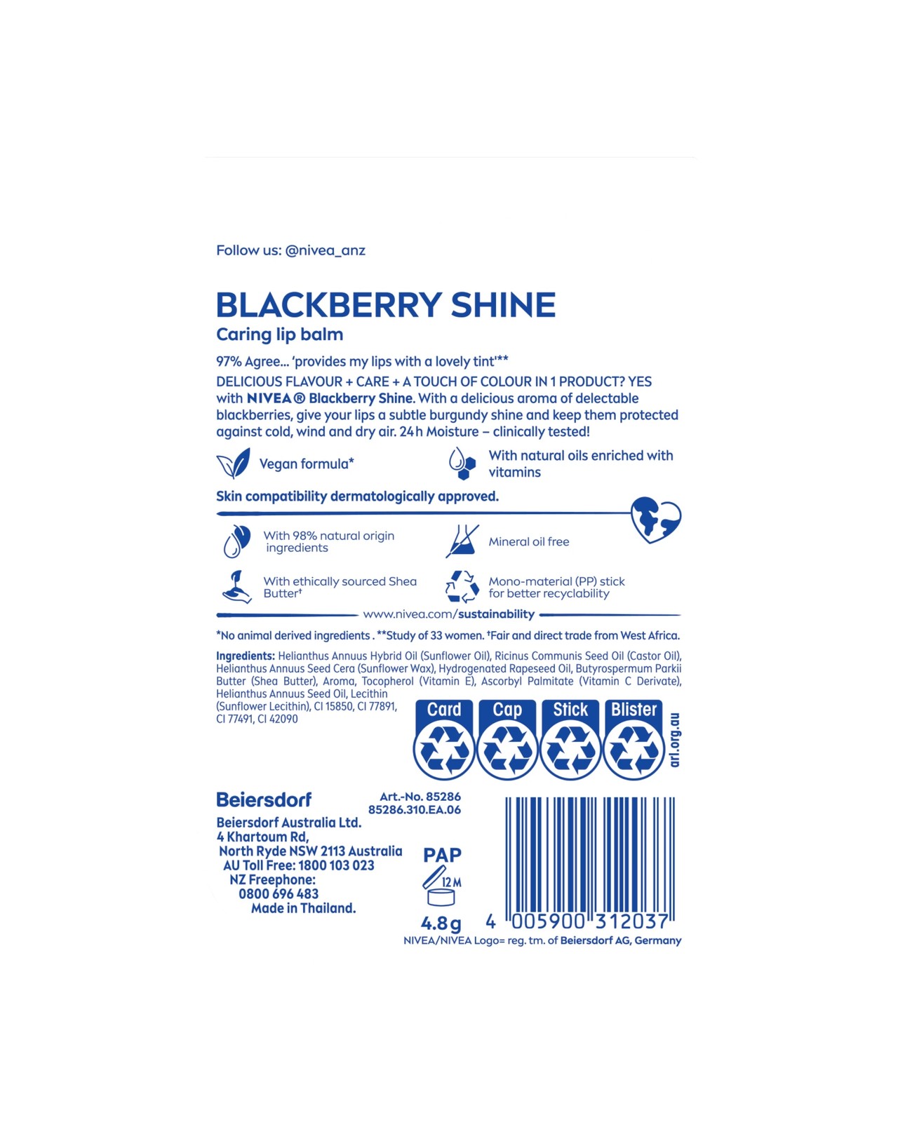 Nivea Blackberry Shine Caring Lip Balm 2 of 6