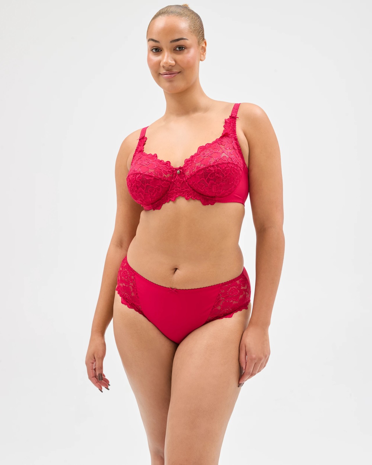 Lizzy Lace High Cut Briefs - Persian Red 2 of 5