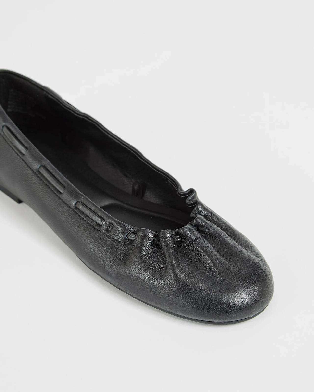 Gomez Genuine Suede Leather Gathered Ballet Flats - Black 3 of 3