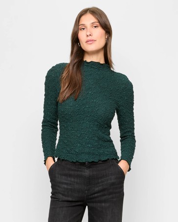 Long Sleeve Mock Neck Lace Top