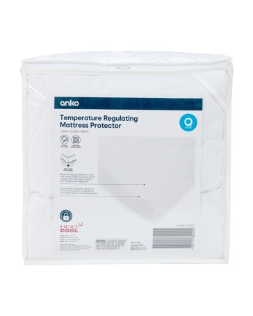 Anko Temperature Regulating Mattress Protector - Queen Bed - White