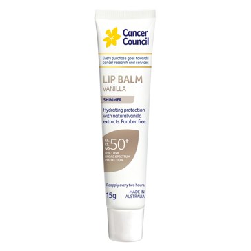 Cancer Council Lip Balm Vanilla Shimmer SPF50 Plus 15g