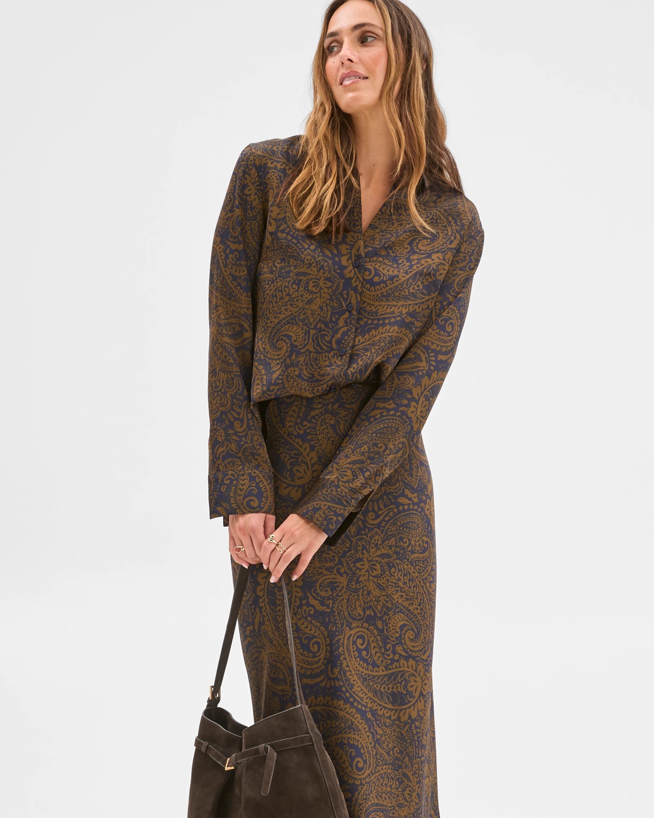 Preview Satin Bias Cut Midi Skirt - Winter Paisley 4 of 5