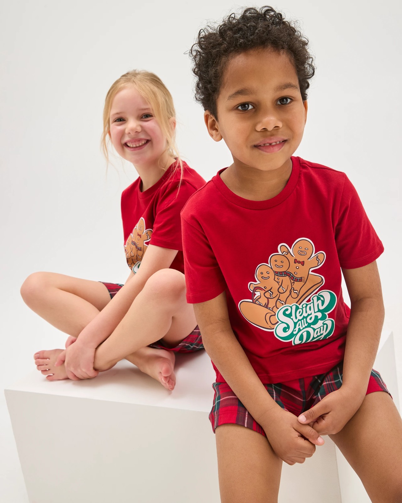 Family Matching Christmas Australian Cotton Younger Kids Pyjama Set - Gingerbread Sleigh All Day 2 of 5