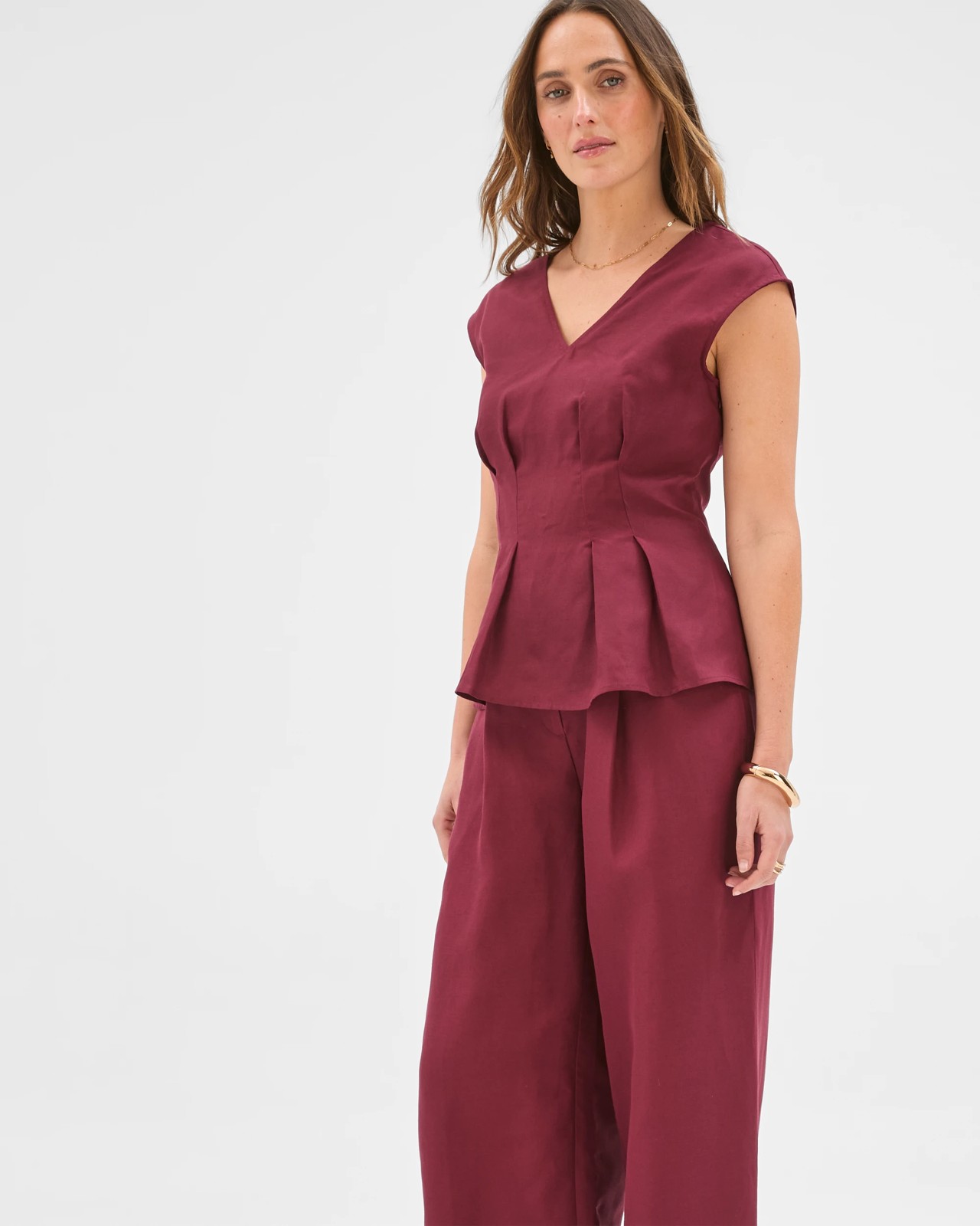 Preview Harper Tailored Ultra Wide Leg Pants - Chocolate Rose 3 of 5