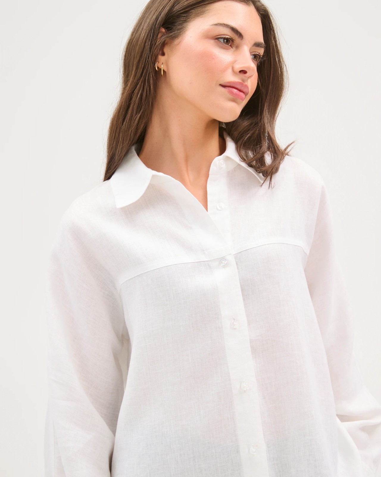 Petites European Linen Seamed Shirt 3 of 5