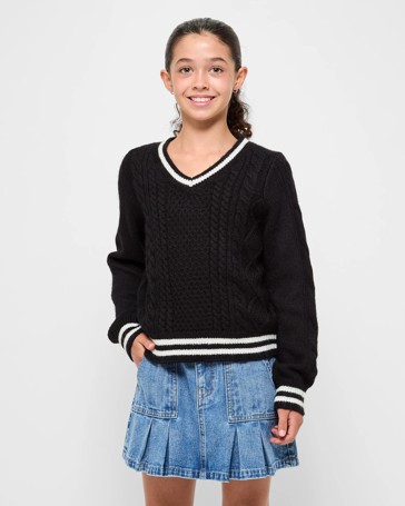 V Neck Cable Knit Jumper